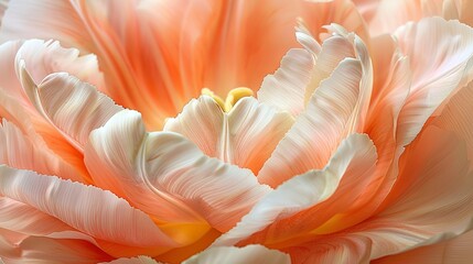 Close-up of delicate peach peony petals - obrazy, fototapety, plakaty