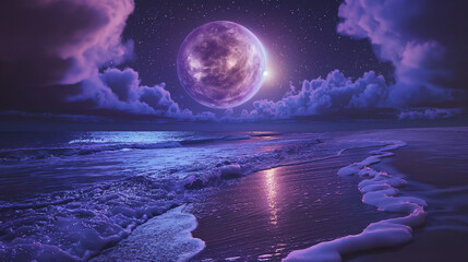 Serenade of the Moonlit Beach: A Tranquil Seascape