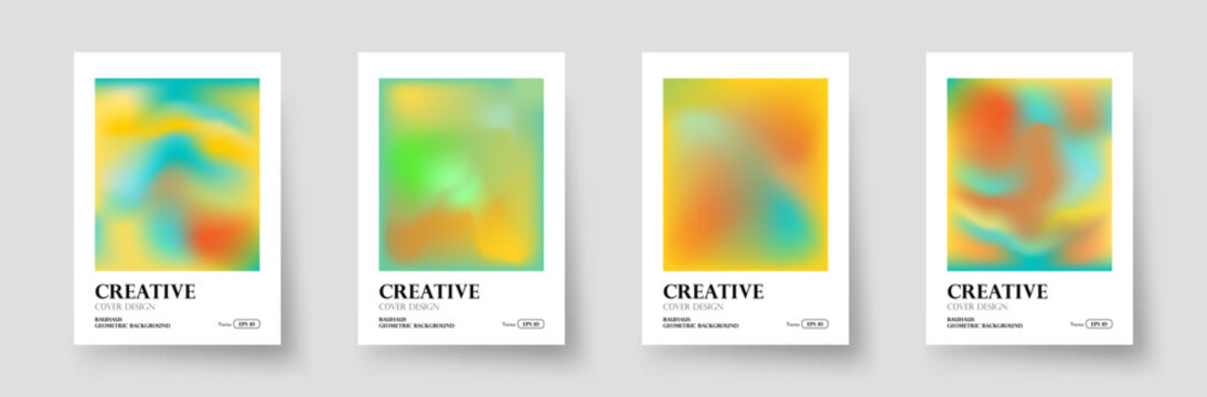 Trendy covers design with polarization effect and colorful neon holographic stains