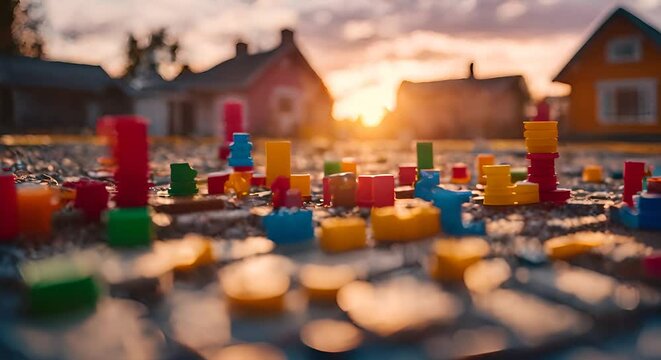 Pieces of a construction game.