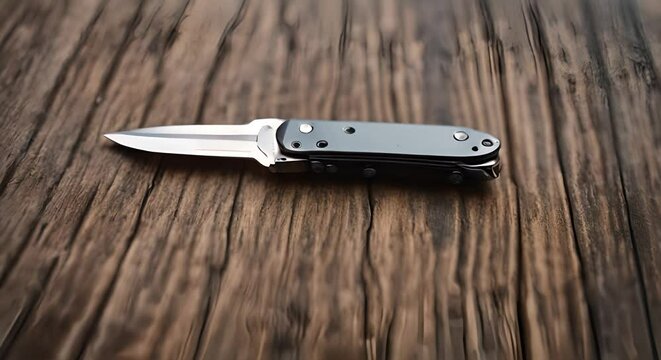 Tactical knife on a table.