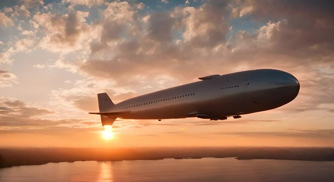Zeppelin flying through the sky.