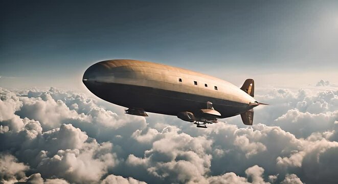 Zeppelin flying through the sky.