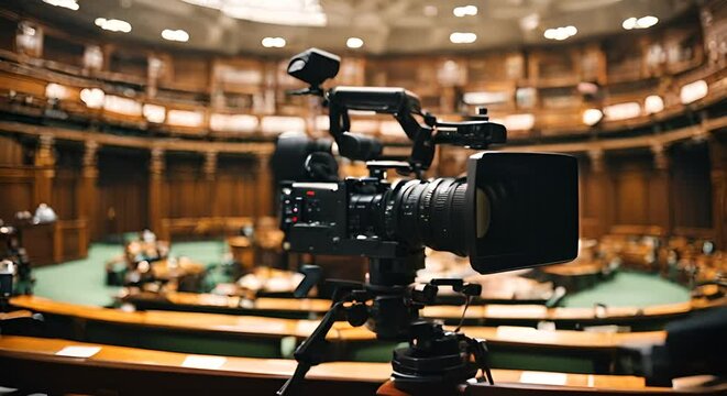 TV camera in a parliament.
