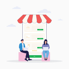 Online shop flat illustration