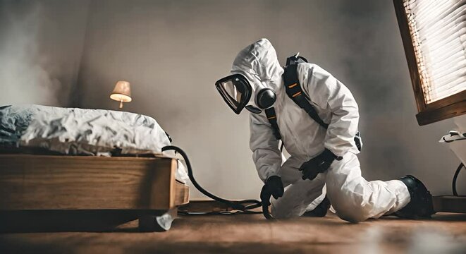 Fumigator fumigating a house.