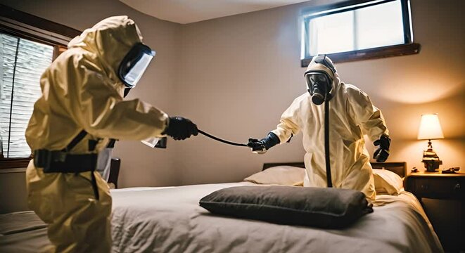 Fumigator fumigating a house.