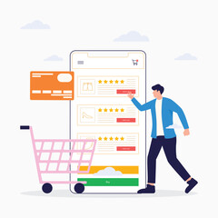 Online shopping card flat illustration