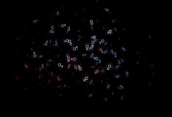 Dark blue, red vector background with gender symbols.