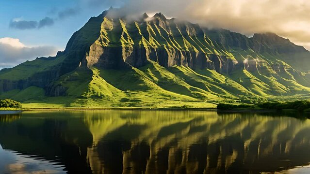 Mountains and lake in Hawaii