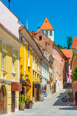 Narrow street in the historical center of Ptuj, Slovenia