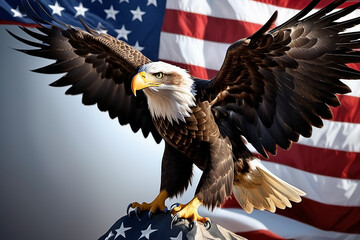 Naklejka premium Eagle in American flag