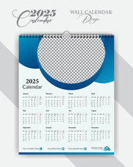 Geometric wall calendar design template 2025, wall calendar, cover template vector, advertisement creative.