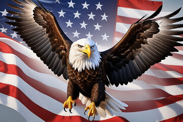 Naklejka premium Eagle in American flag