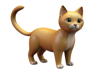 Obraz premium A Brown 3d cartoon cat standing on a transparent background