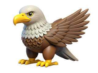 3d Majestic eagle standing on transparent background.