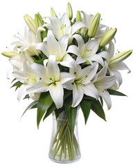 Fototapeta premium A bouquet of white lilies symbolizing purity and innocence, perfect for weddings and special occasions