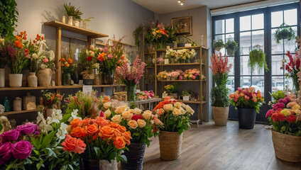 Fototapeta na wymiar interior of a beautiful flower shop
