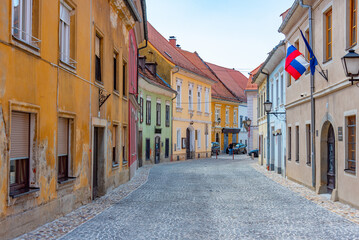 Narrow street in the historical center of Ptuj, Slovenia
