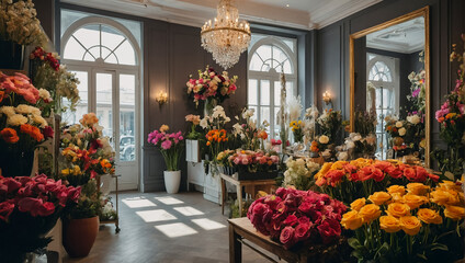 Fototapeta na wymiar interior of a beautiful flower shop