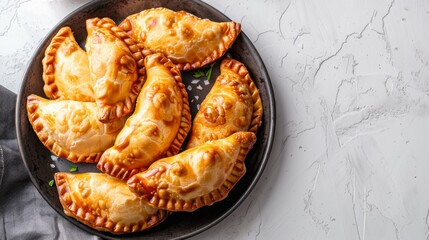 Golden Empanadas on a plate showcasing a savory traditional baked pastry
