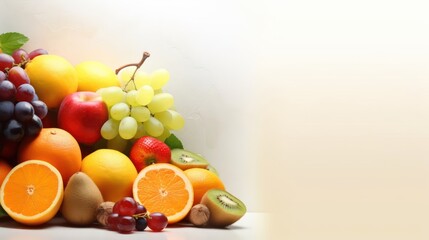 fruits on a light background with space for text