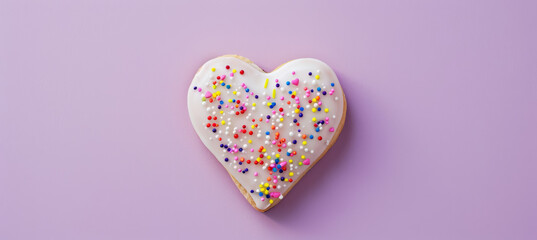 Heart-Shaped Cookie with Vibrant Sprinkles