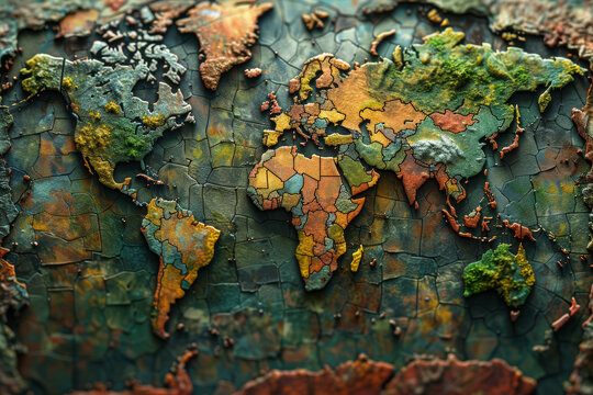 An age of political fragmentation and disunity, with nations splintering into smaller entities. Concept of political fragmentation. Generative Ai.