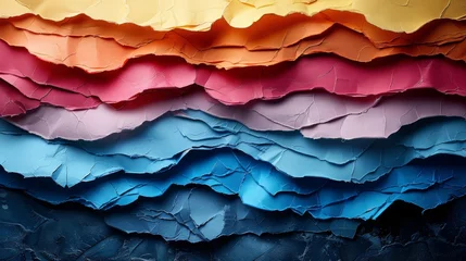 Poster Abstract background made of layers of torn colored paper. © DZMITRY