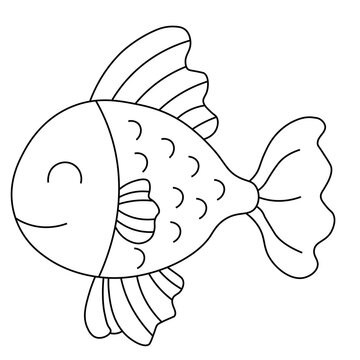 recommend clip art: fish cartoon page. Kids Funny animal line art drawing PNG