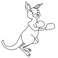 kangaroo. Kids Funny animal line art drawing PNG