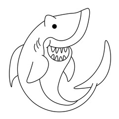 shark cartoon page. Kids Funny animal line art drawing PNG