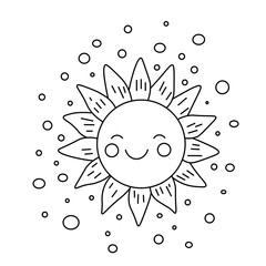 sun. Kids Funny animal line art drawing PNG