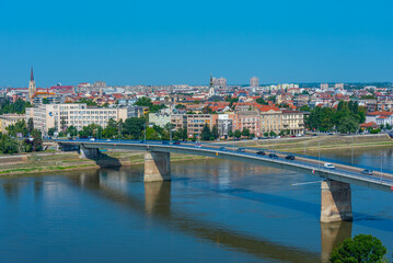 Panorama view of Novi Sad from Petrovaradin fortress in Serbia