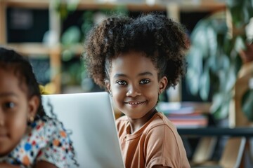 Cheerful learner from Africa deeply engaged in classroom education