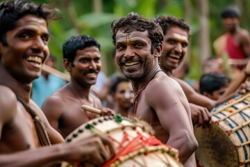A community gathering for the traditional New Year games of 'Raban Keliya' (drumming competition) and 'Kamba Adeema' (tug-of-war). The spirit of camaraderie and competition on Sinhala New Year.