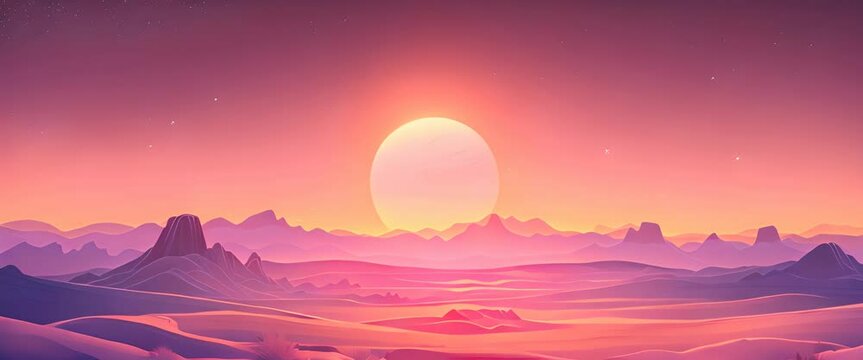 Desert Retro Landscape in synthwave 80s style Background