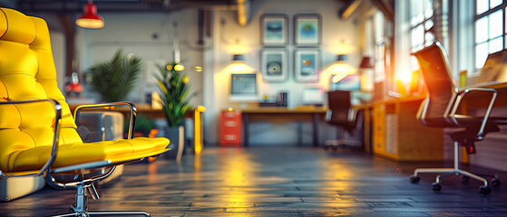 Modern Interior with Wooden Table and Blurred Background, Stylish Design and Decor