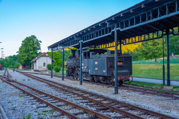 Sunset view over Sargan eight train station in Mokra Gora, Serbi