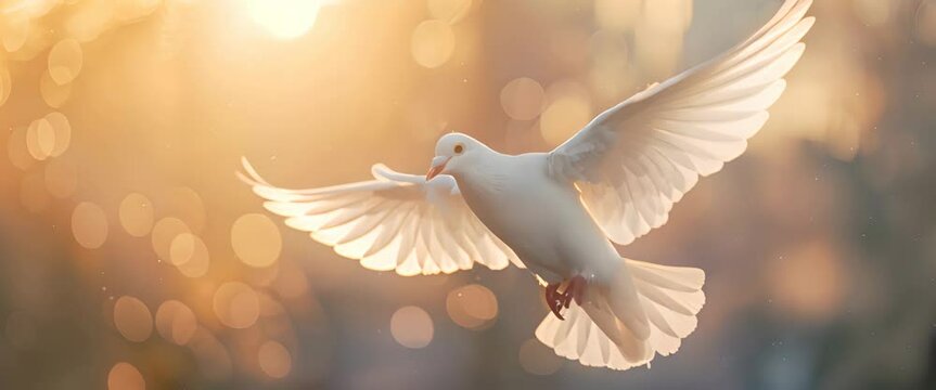 Winged dove with copy space, a representation of the New Testament Holy Spirit