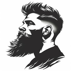 Grayscale Barbershop Logo Illustration	
