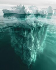 an iceberg sticking above the surface