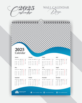 Every month modern wall calendar design 2025, annual mounted to the wall premium calendar, and creative paper products template for you.
