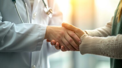 Handshake between Doctor and Patient - obrazy, fototapety, plakaty
