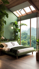 Immerse Yourself in the Amazon: Double-Height Bedroom with Rainforest View