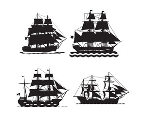 ship silhouette vector icon graphic logo design