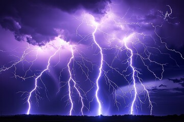 Lightning strike thunder night sky thunderstorm storm hurricane majestic colors bolt flash...