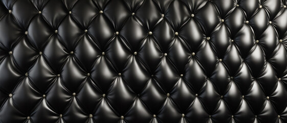 Black leather sofa with decorative buttons
