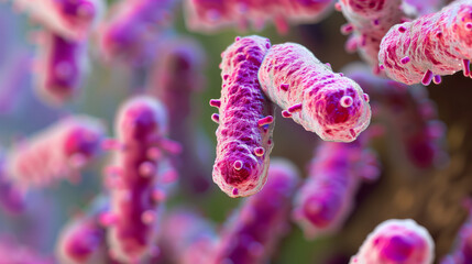  pink and purple bacteria  - obrazy, fototapety, plakaty