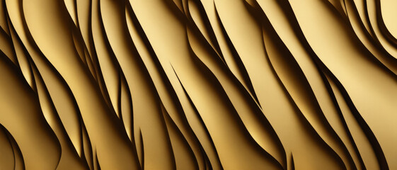 Golden Waves. Paper abstract background.